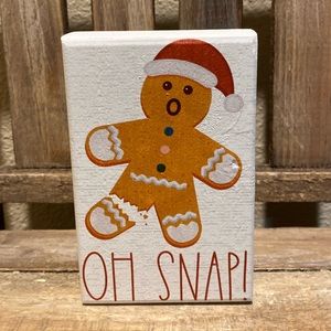 Oh Snap Gingerbread Man Wood Sign, Small Christmas Decor For Tier Trays